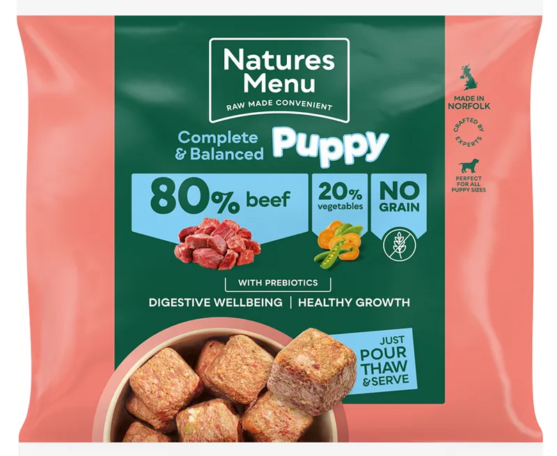 Natures Menu Dog Raw 80-20 Nuggets Puppy Beef 1kg